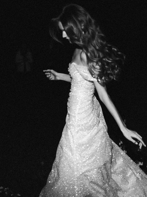Aimishang Elegant Formal Dress Off Shoulder Sequin Long Prom Dress Sparkly Evening Party Dress Charming Wedding Dress With Slit