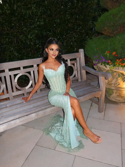 Aimishang Elegant Formal Wear Dress Sleeveless Long Prom Dress Charming Evening Dress Sexy Party Dress With Slit