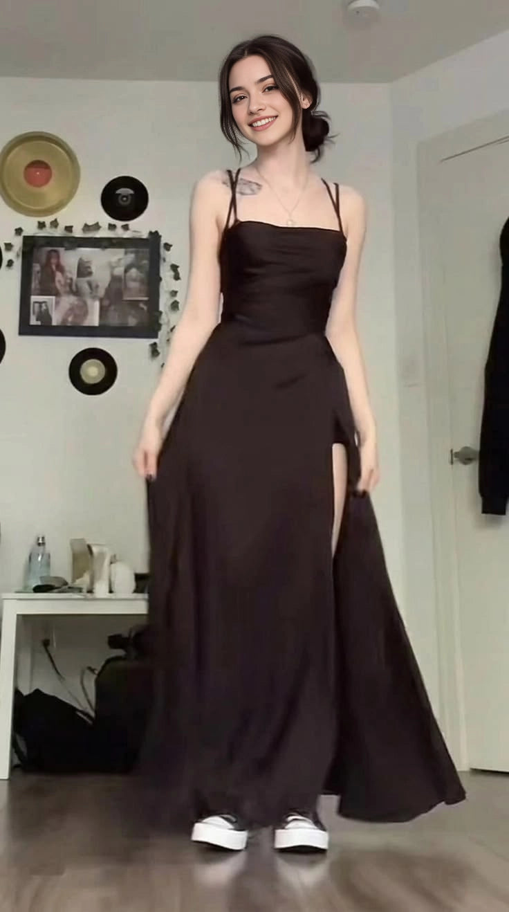 Aimishang Elegant Formal Wear Dresses Spaghetti Straps Long Prom Dress Slit Evening Party Dress