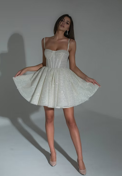 Aimishang Elegant Formal Women's Dresses Spaghetti Straps A Line Sparkling Short Prom Dress Homecoming Dress Charming Graduation Dress