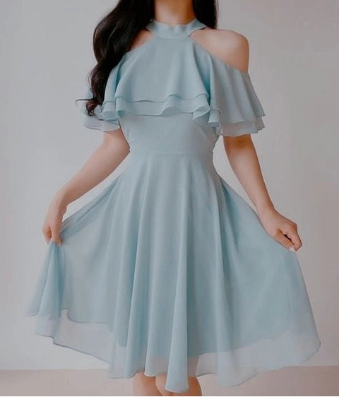 Aimishang Elegant Halter A Line Chiffon Short Cocktail Party Dress Sweet Homecoming Dress