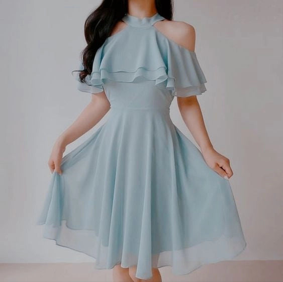 Aimishang Elegant Halter A Line Chiffon Short Cocktail Party Dress Sweet Homecoming Dress