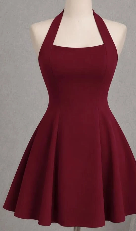 Aimishang Elegant Halter A Line Sleeveless Short Simple Summer Homecoming Dress For Girls