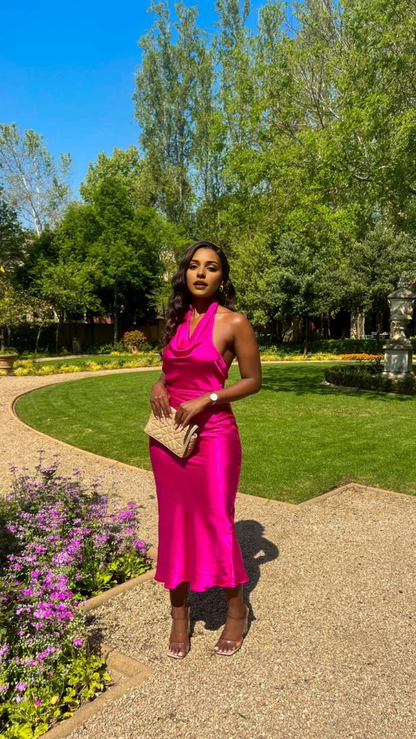 Aimishang Elegant Halter Backless Long Prom Dresses Sleeveless Charming Evening Party Dress for Women