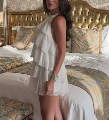 Aimishang Elegant Halter A-line Sleeveless Layered Summer Short Birthday Party Dress Sweet Homecoming Dress For Girls