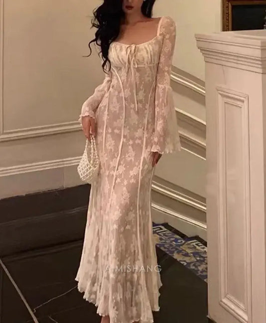 Aimishang Elegant Long Sleeves Formal Prom Dress Charming Graduation Dress Pretty Evening Party Gowns