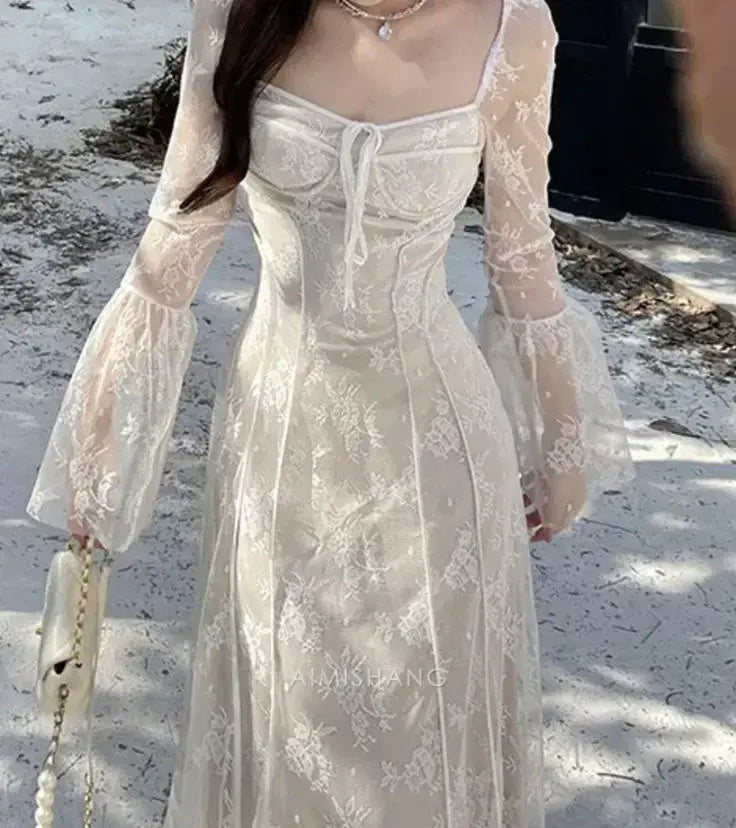 Aimishang Elegant Long Sleeves Formal Prom Dress Charming Graduation Dress Pretty Evening Party Gowns