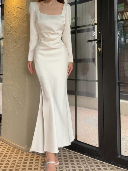 Aimishang Elegant Long Sleeves Prom Dress Simple Evening Party Dress Formal Dress