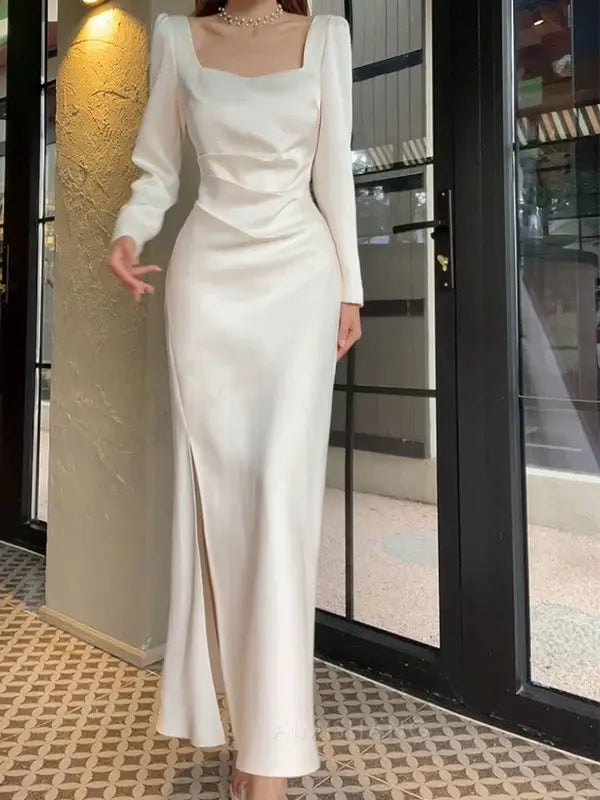 Aimishang Elegant Long Sleeves Prom Dress Simple Evening Party Dress Formal Dress