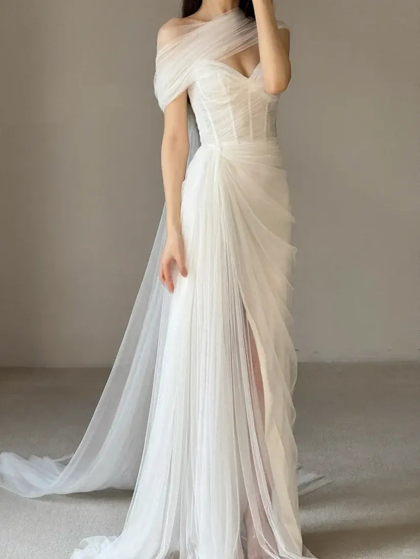 Aimishang Elegant Mermaid Long Wedding Dress Charming Evening Gowns Formal Dress with Slit