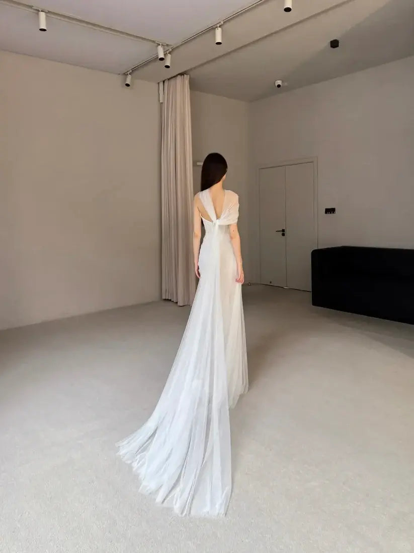 Aimishang Elegant Mermaid Long Wedding Dress Charming Evening Gowns Formal Dress with Slit