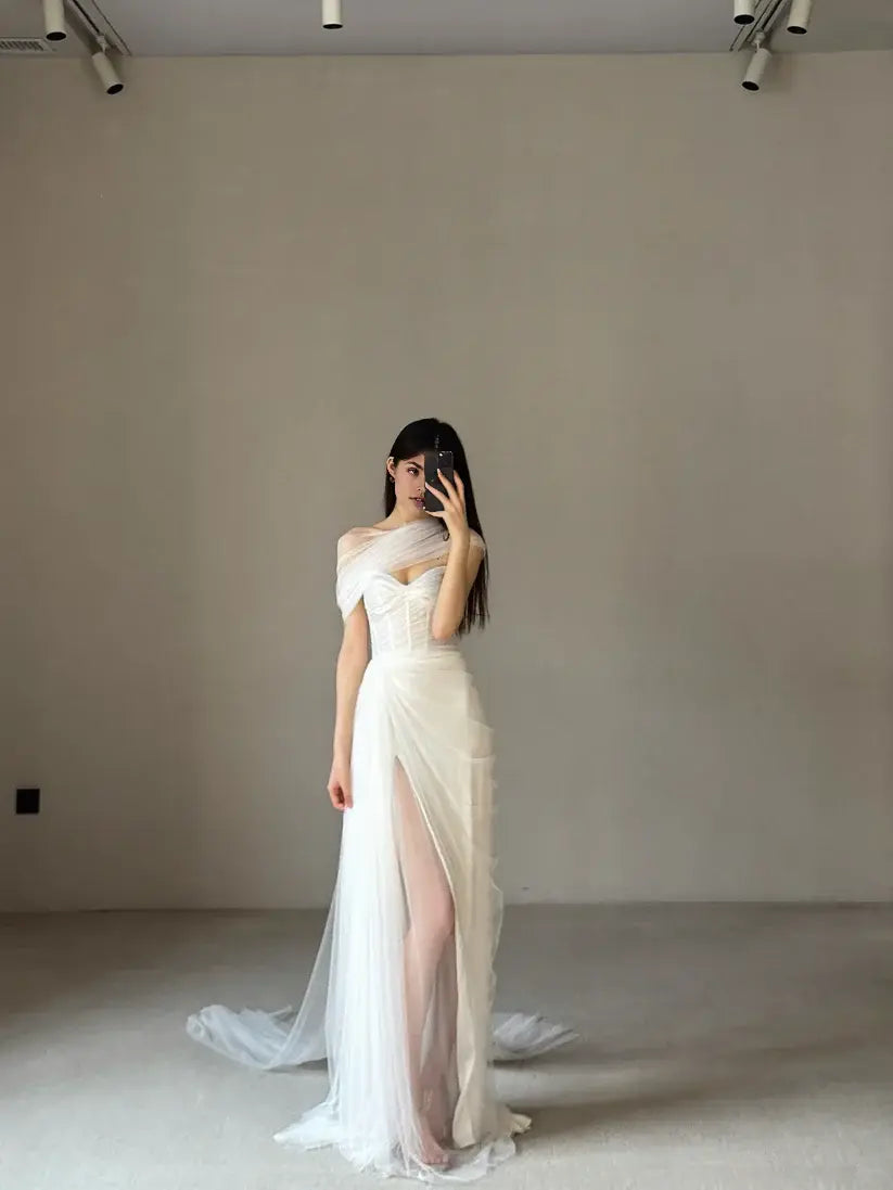 Aimishang Elegant Mermaid Long Wedding Dress Charming Evening Gowns Formal Dress with Slit