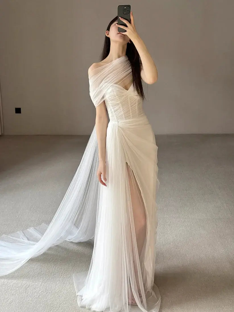 Aimishang Elegant Mermaid Long Wedding Dress Charming Evening Gowns Formal Dress with Slit
