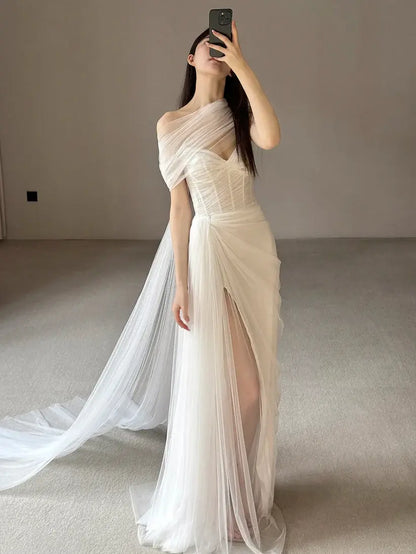 Aimishang Elegant Mermaid Long Wedding Dress Charming Evening Gowns Formal Dress with Slit