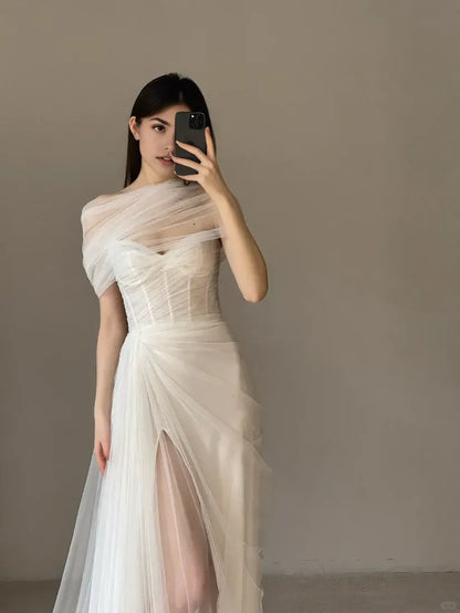 Aimishang Elegant Mermaid Long Wedding Dress Charming Evening Gowns Formal Dress with Slit