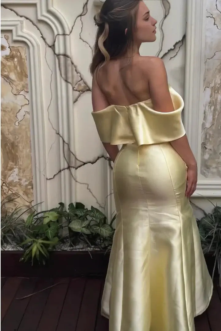 Aimishang Elegant Mermaid Off-Shoulder Satin Formal Prom Dress Charming Party Evening Gown