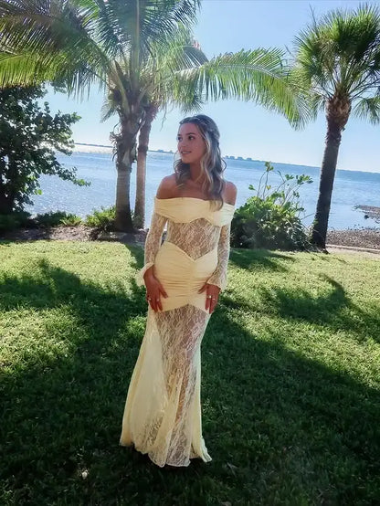 Aimishang Elegant Mermaid Off the Shoulder Long Formal Prom Dress Pretty Graduation Dress Sweet Evening Gowns