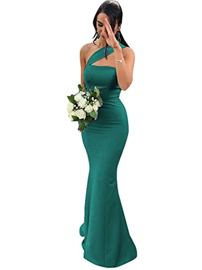 Aimishang Elegant Mermaid One Shoulder Bridesmaid Dresses Sleeveless Long Formal Prom Dress Women's Evening Gowns Fashion Party Dress