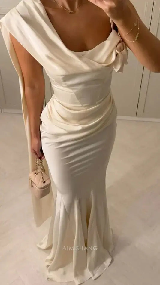 Aimishang Elegant Mermaid Pleated Sleeveless Party Evening Gown Charming Wedding Guest Dress Chic Long Prom Dress