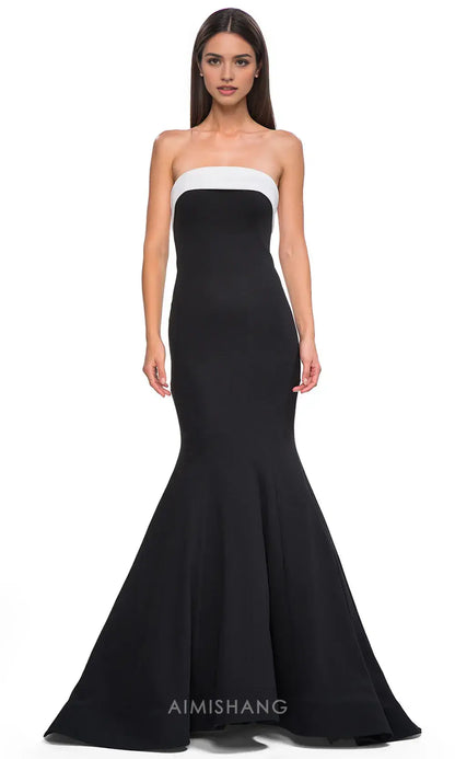Aimishang Elegant Mermaid Strapless Sleeveless Long Prom Dress Charming Evening Party Dress for Women