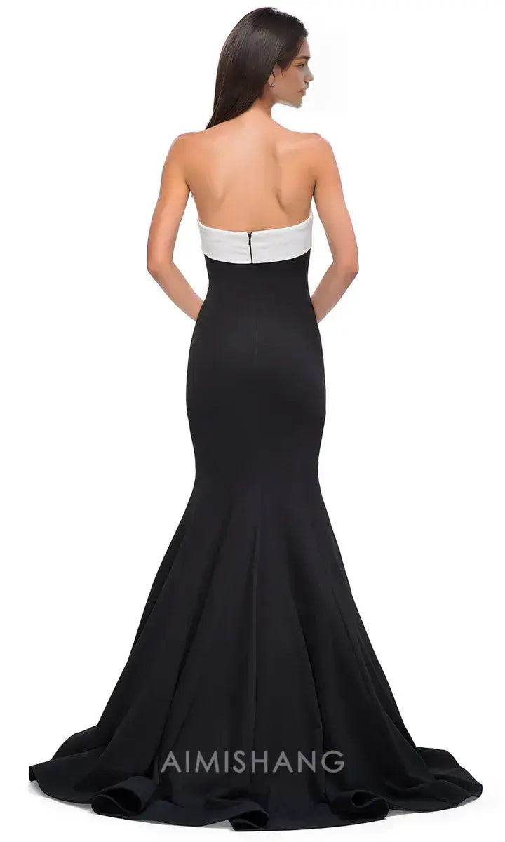 Aimishang Elegant Mermaid Strapless Sleeveless Long Prom Dress Charming Evening Party Dress for Women