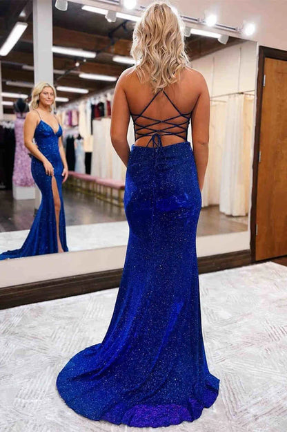Aimishang Elegant Mermaid V-neck Long Prom Dress With Slit Charming Evening Party Dress