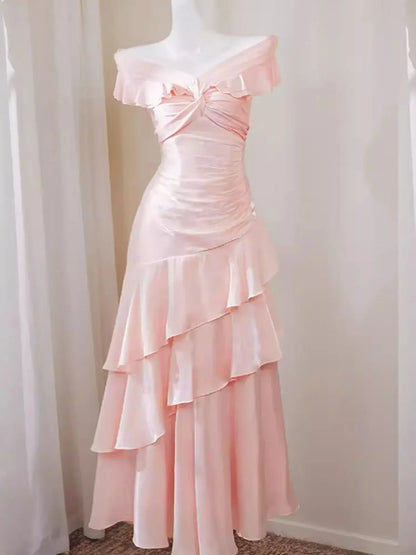 Aimishang Elegant Off Shoulder Long Prom Dress Ruffle Evening Gown Party Dress Pretty Wedding Guest Dress