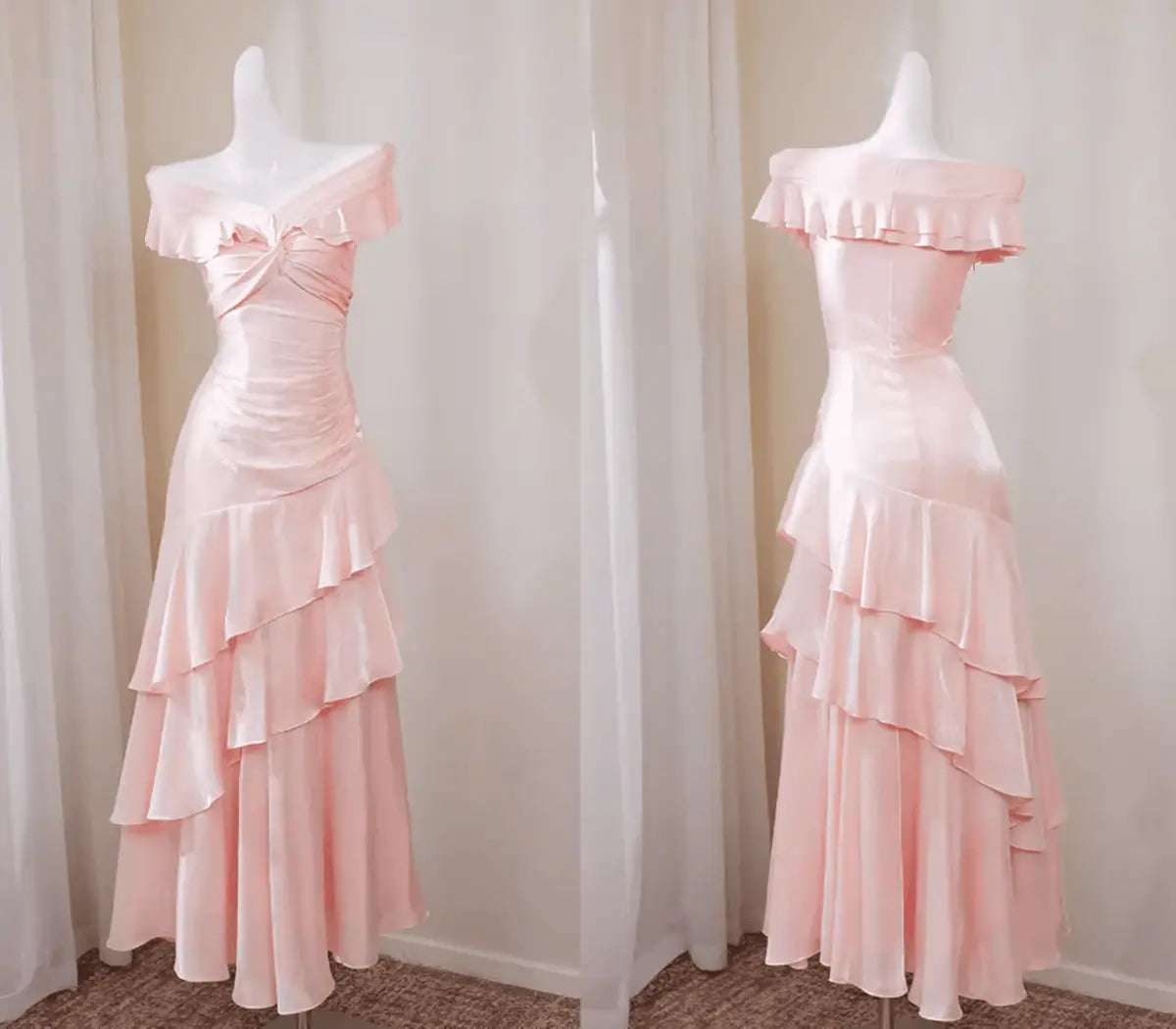 Aimishang Elegant Off Shoulder Long Prom Dress Ruffle Evening Gown Party Dress Pretty Wedding Guest Dress