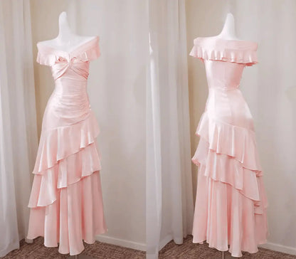 Aimishang Elegant Off Shoulder Long Prom Dress Ruffle Evening Gown Party Dress Pretty Wedding Guest Dress
