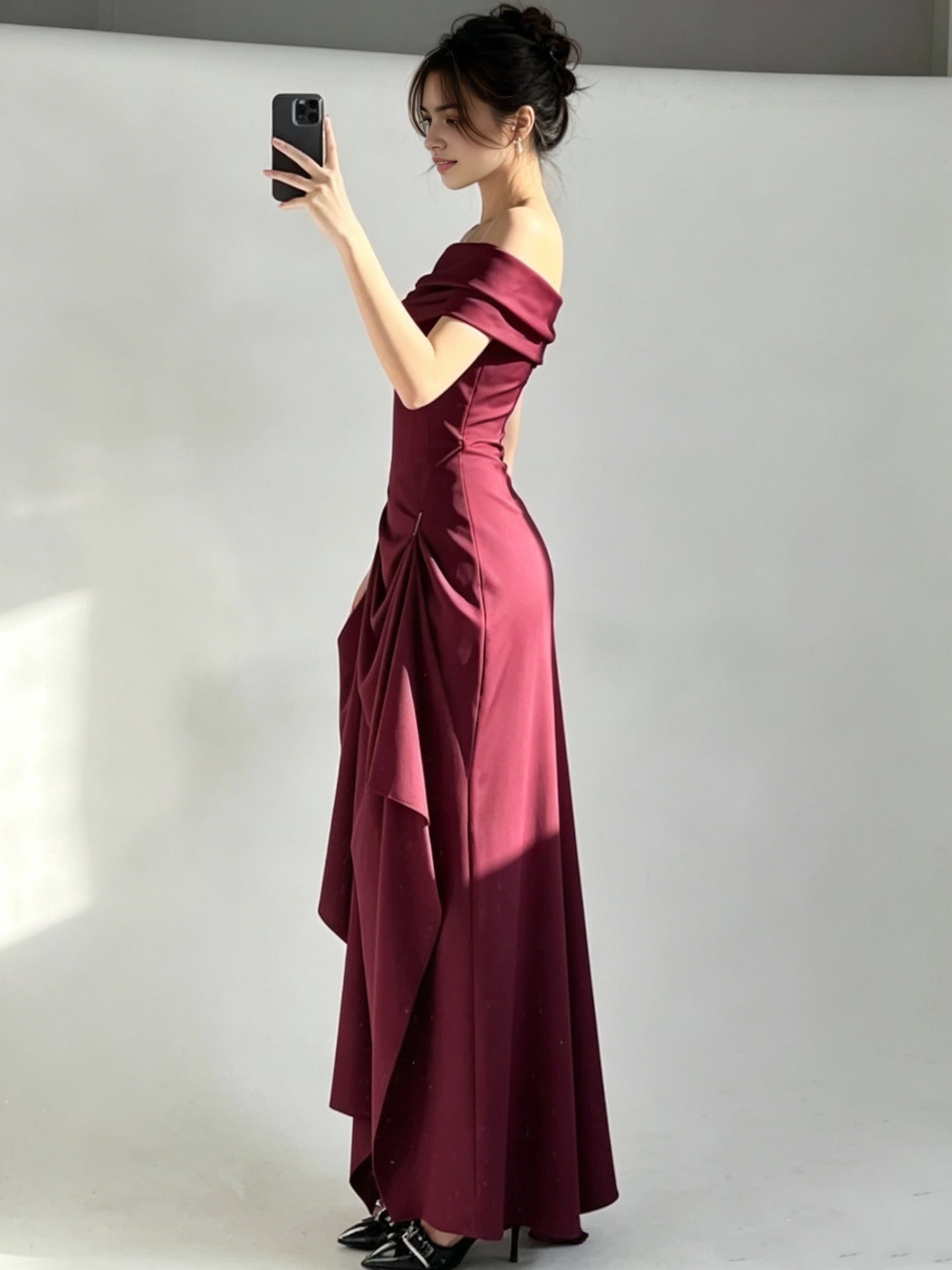 Aimishang Elegant Off the Shoulder Long Party Evening Gown Chic Wedding Guest Dress