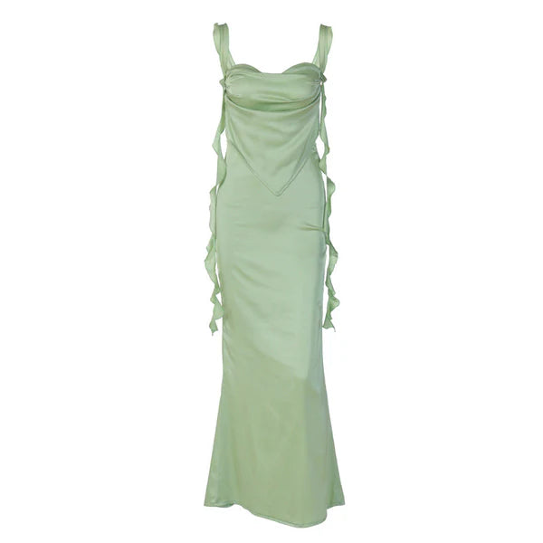 Aimishang Elegant Ruffle Straps Long Prom Dress Charming Evening Dress Sweet Birthday Party Dress