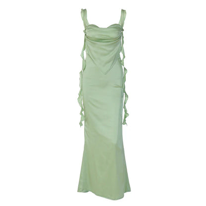 Aimishang Elegant Ruffle Straps Long Prom Dress Charming Evening Dress Sweet Birthday Party Dress
