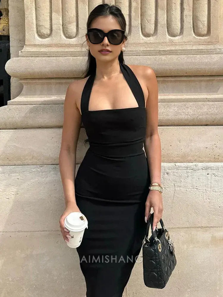 Aimishang Elegant Sheath Halter Sleeveless Prom Dress Simple Evening Party Dress Fashion Formal Dress