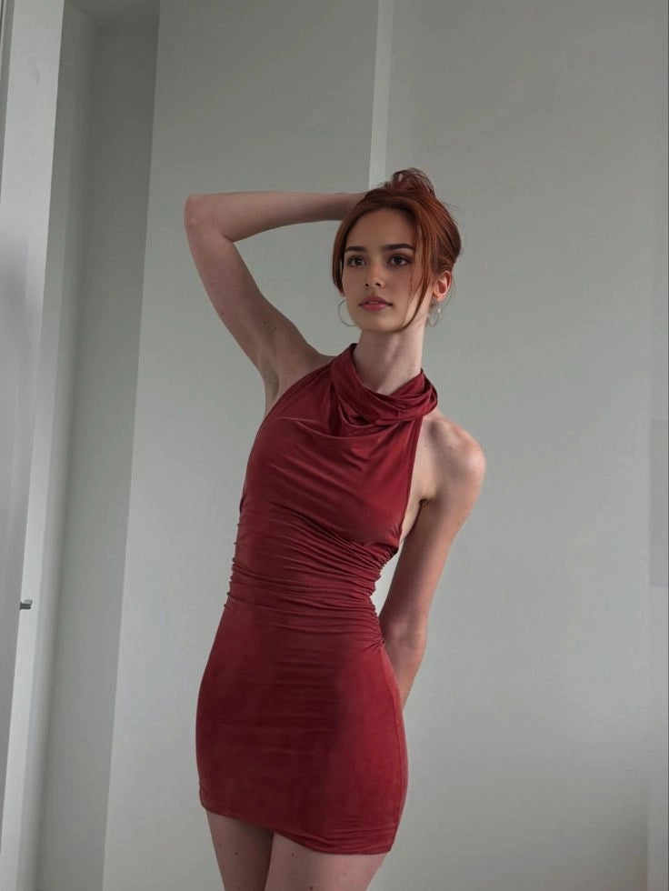 Aimishang Elegant Sheath Halter Sleeveless Short Formal Birthday Party Dress Fashion Graduation Homecoming Dress