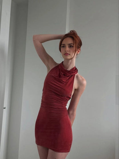 Aimishang Elegant Sheath Halter Sleeveless Short Formal Birthday Party Dress Fashion Graduation Homecoming Dress