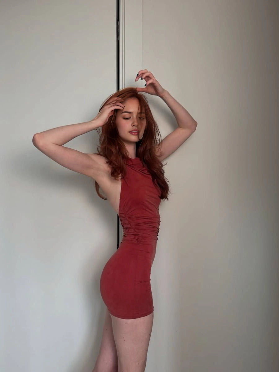 Aimishang Elegant Sheath Halter Sleeveless Short Formal Birthday Party Dress Fashion Graduation Homecoming Dress