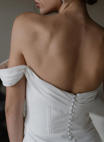 Aimishang Elegant Sheath One-Shoulder Sleeveless Long Wedding Dresses with Slit