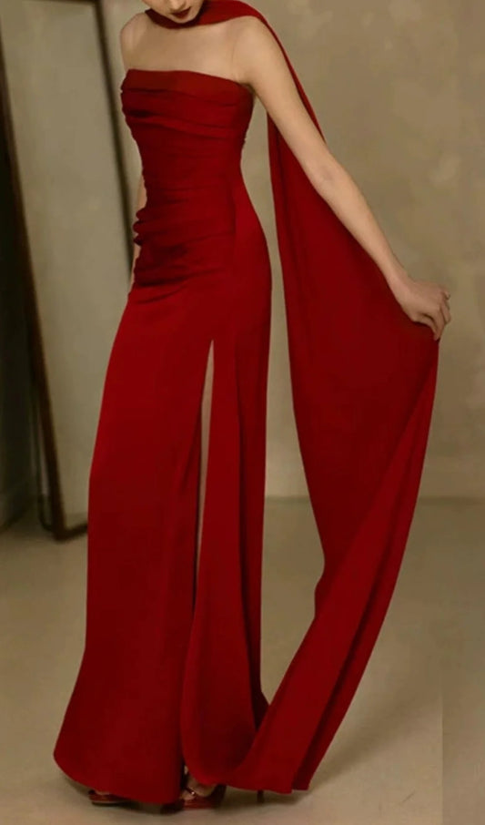 Aimishang Elegant Sheath Sleeveless Long Wedding Guest Dress Simple Evening Party Dress With Slit