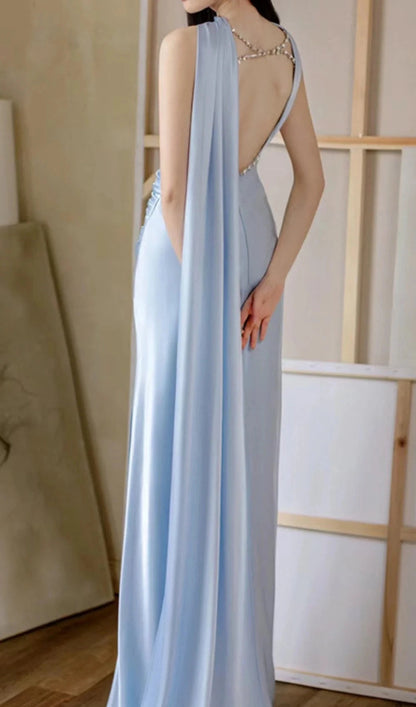 Aimishang Elegant Sheath Sleeveless Long Wedding Guest Dress Simple Evening Party Dress With Slit