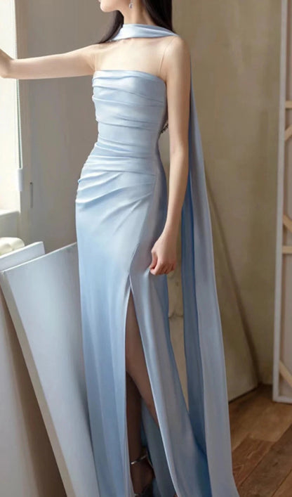 Aimishang Elegant Sheath Sleeveless Long Wedding Guest Dress Simple Evening Party Dress With Slit