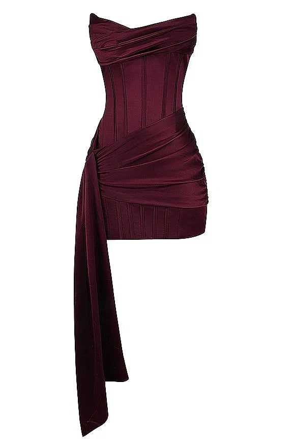 Aimishang Fashion Sheath Strapless Pleated Sleeveless Short Homecoming Dress Summer Stylish Graduation Party Dress