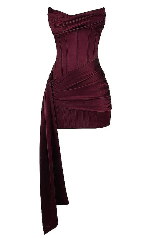 Aimishang Fashion Sheath Strapless Pleated Sleeveless Short Homecoming Dress Summer Stylish Graduation Party Dress
