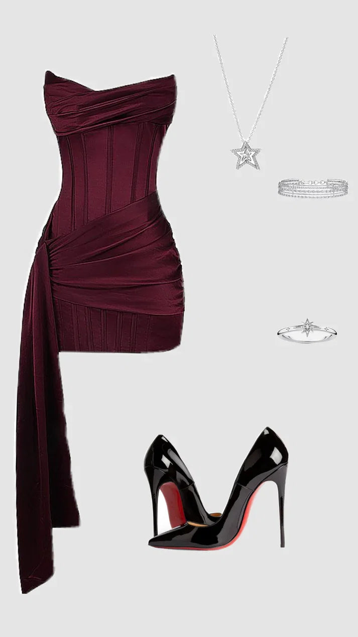 Aimishang Fashion Sheath Strapless Pleated Sleeveless Short Homecoming Dress Summer Stylish Graduation Party Dress