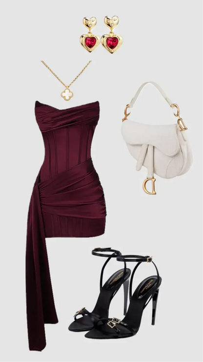 Aimishang Fashion Sheath Strapless Pleated Sleeveless Short Homecoming Dress Summer Stylish Graduation Party Dress
