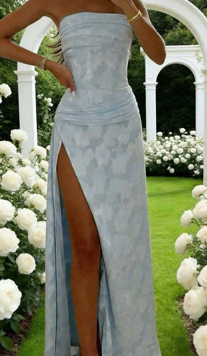Aimishang Elegant Sheath Strapless Sleeveless Long Formal Prom Dress Charming Party Evening Gowns With Slit