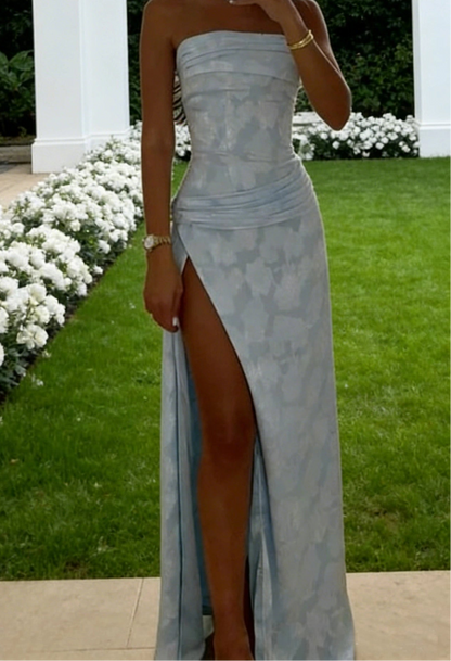 Aimishang Elegant Sheath Strapless Sleeveless Long Formal Prom Dress Charming Party Evening Gowns With Slit