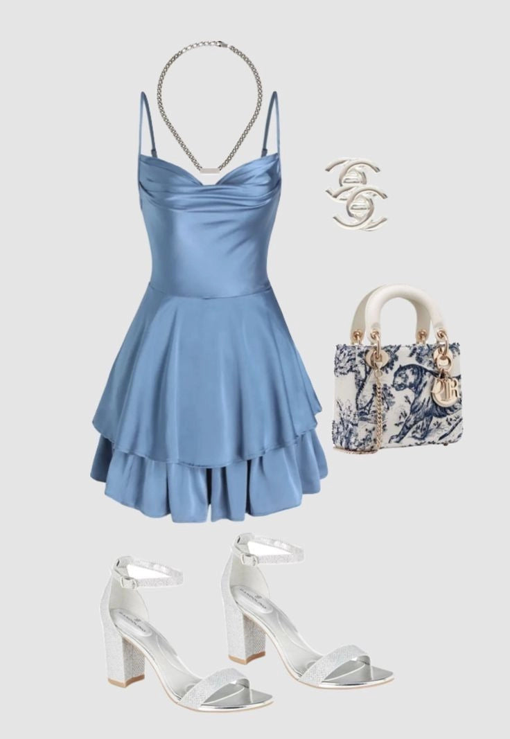 Aimishang Elegant Spaghetti Straps A Line Blue Satin Sleeveless Summer Short Graduation Party Dress Classy Homecoming Dress