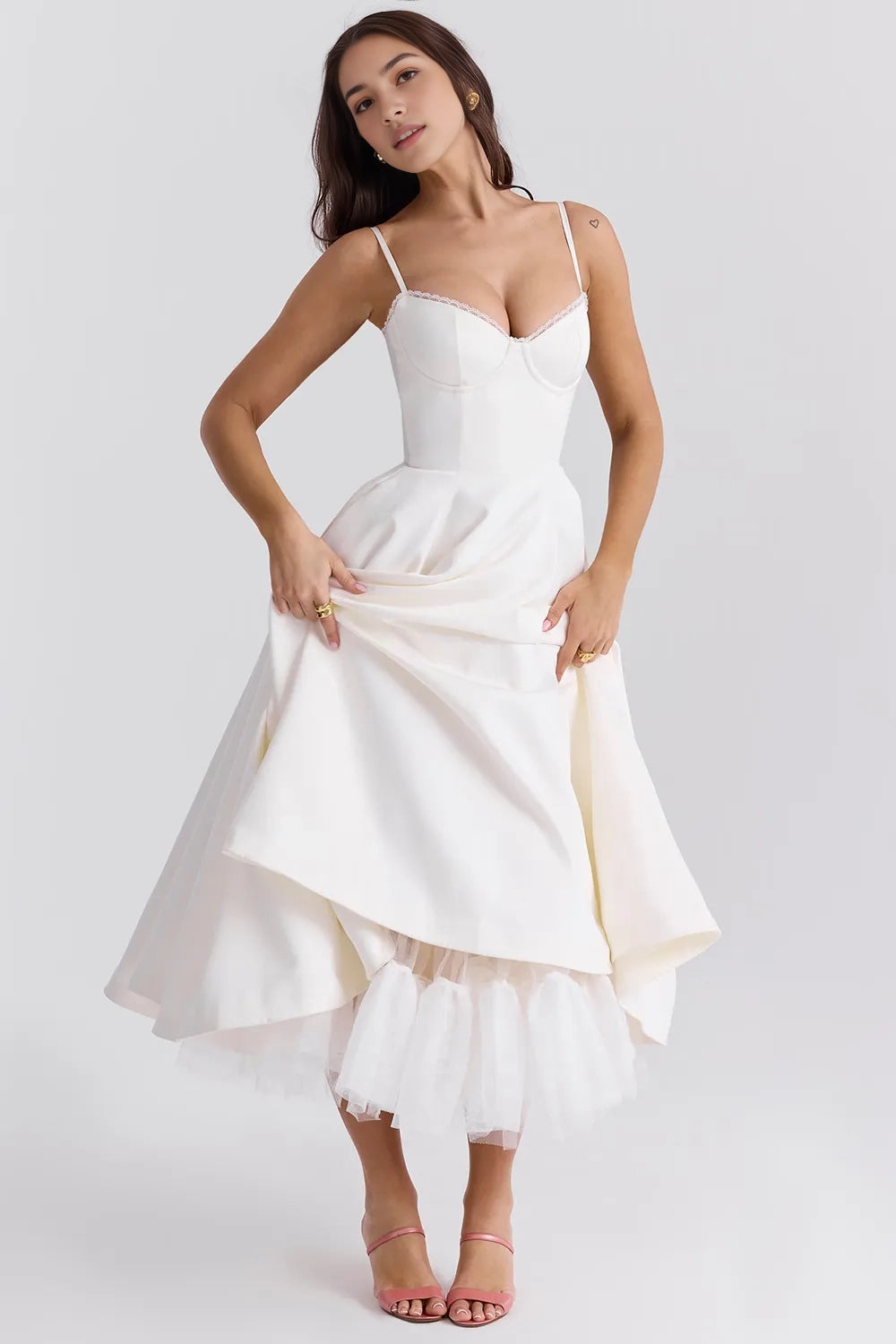 Aimishang Elegant Spaghetti Straps A Line Sleeveless Formal Prom Dress Simple Graduation Party Dress