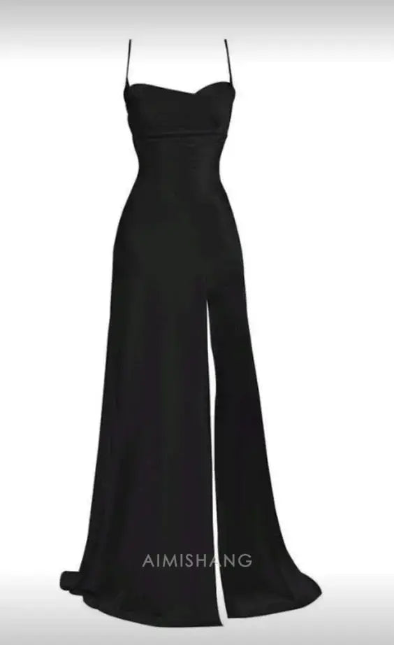 Aimishang Elegant Spaghetti Straps Long Prom Dress Simple Party Dress Charming Evening Gown With Slit