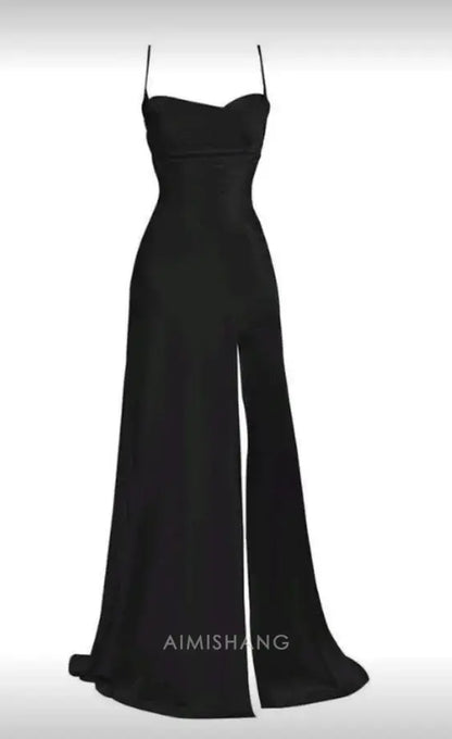 Aimishang Elegant Spaghetti Straps Long Prom Dress Simple Party Dress Charming Evening Gown With Slit